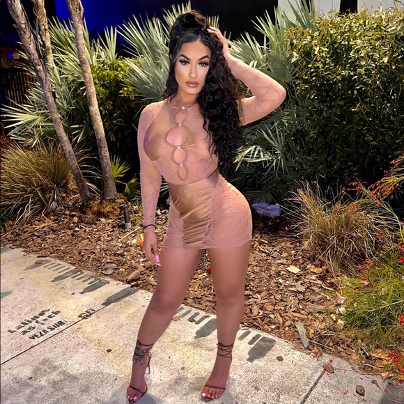 Beautiful nude clear dress perfect for a date night, brunch, weekend get away - Picture 1 of 1